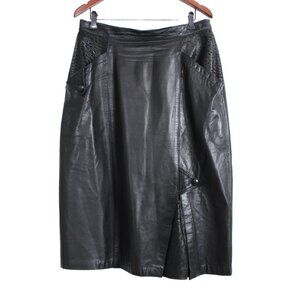 Sharp Fashions Leather Midi Skirt